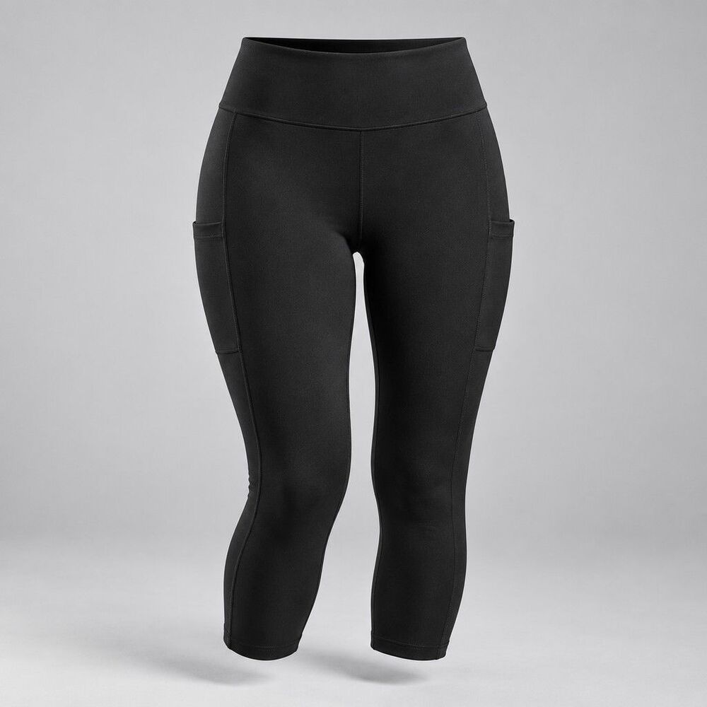 Athleta Womens Black High Rise Capri Leggings Solid Stretch Side Pockets
